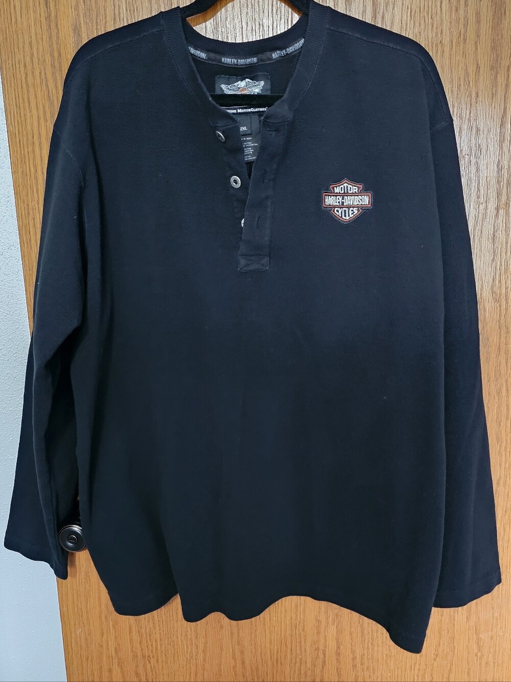 FINAL...Harley-Davidson Men’s Black Henley Long-Sleeve Shirt